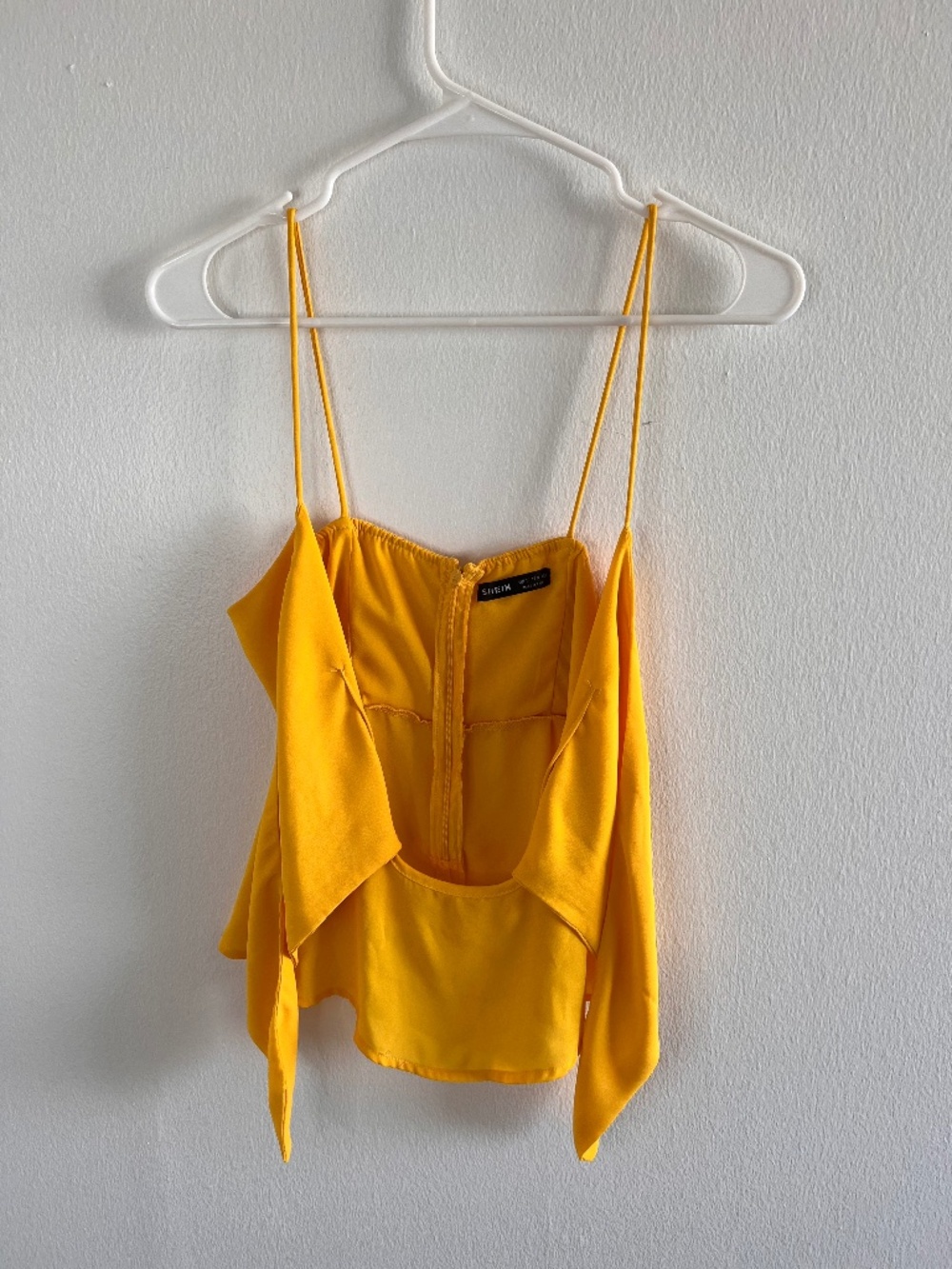 Yellow Spaghetti Strap Peplum Cami Top